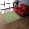 Hand Knotted Loom Wool ECO-Friendly Area Rugs - 10'x10', Square, Green Color, Solid Plain Design, High Pile Thick Handmade Anti Skid Area Rugs for Living Room, Bed Room (L00111)