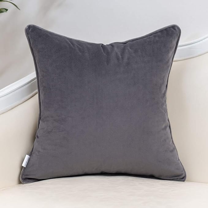 Yangest Grey Striped Throw Pillow Cover Multicolor Velvet Cushion Cover Modern Bohemian Pillowcase for Sofa Couch Bedroom Living Room Home,20x20 Inch