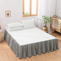 BISELINA French Linen Bed Skirt with Pleated Frills 14-Inch Tailored Drop Natural Flax Cotton Blend Dust Ruffle Soft Cozy Farmhouse Bedding (14" Full, Grey)
