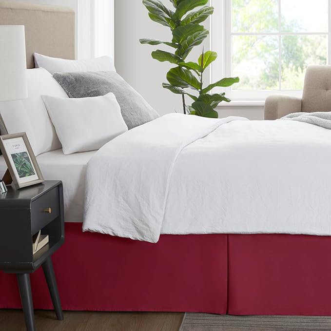 Nestl Red Heaven Bed Skirt Cal King Size - Cal King Bed Skirt 14 Inch Drop - Brushed Microfiber Bed Skirts - Hotel Quality Pleated Bed Skirt - Shrinkage & Fade Resistant