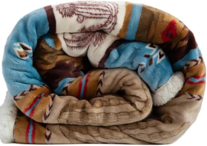 CARSTENS, INC. Ultra Premium Super Soft Plush Sherpa Fleece Oversized Throw Blanket 54" x 68", Cactus