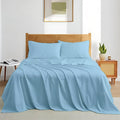 Full Size Bed Sheets Set - Luxury 338 Thread Count 100% Egyptian Cotton Sateen, Cooling Sheets, Deep Pockets with All Around Elastic for a, Hotel Quality Bedding Set (Light Blue Solid)