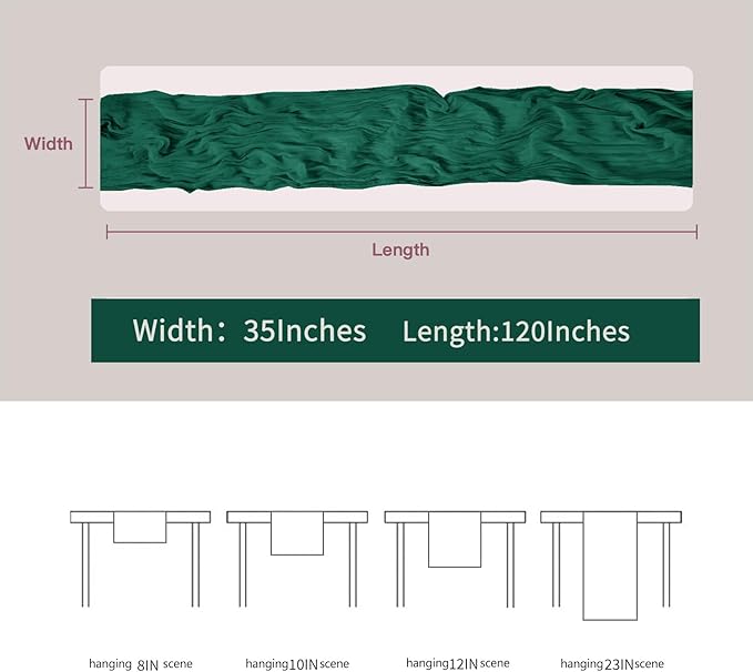 BALCONY & FALCON Emerald Green Cheesecloth Table Runner 10FT 120 Inch Rustic & Boho Farmhouse Gauze Cheese Cloth Runners for Wedding Fall Thanksgiving Christmas Party Baby Shower Birthday Decor