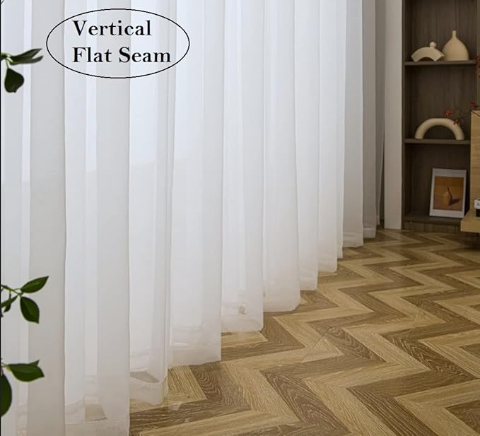 PI Clear White Sheer Curtains with Rings Top 72 Inch Long for Living Room/Bedroom 2 Panels (W52 X L72, Optical White)