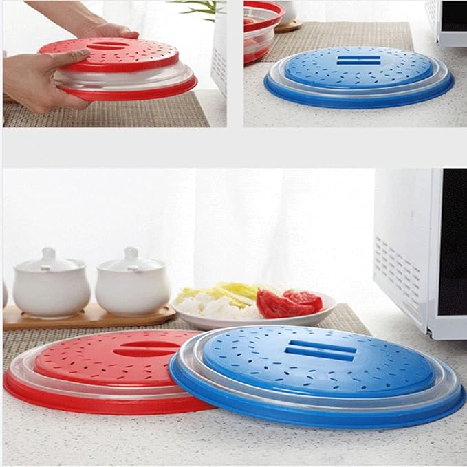 Collapsible Microwave Splatter Cover, 10.5 Inch, Microwave Plate Cover With Steam Vent (Sky blue)