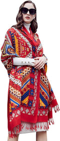 DANA XU 100% Merino Wool Pashmina Shawl for Women 96"x43", Oversized Cashmere Wrap with Tassels, Floral Travel Blanket Cape