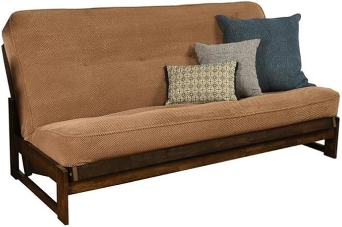 BOWERY HILL Full Fabric Futon in Marmont Brown Mocha-Frame Not Included