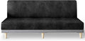 molasofa Leather Like Stretch Futon Slipcover Armless Futon Bed Sofa Cover Furniture Protector with Elastic Bottom, Soft and Washable Futon Cover for Sofa Bed Stay in Place（Larger，Dark Grey）