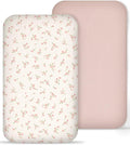 Muslin Bedside Bassinet Sheets 2 Pack, 33x20 Fitted Ultra Soft & Breathable Bedside Sleeper Sheets, Ideal for Baby Girl and Boy, Perfect for Newborns (Rosy)