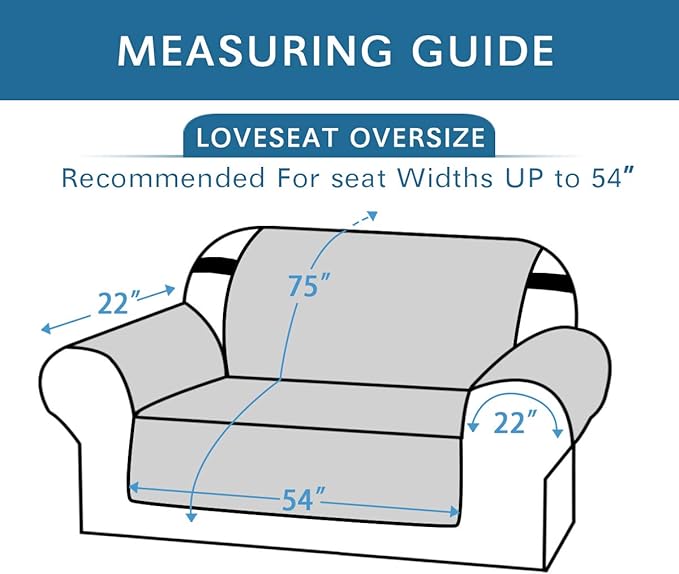 H.VERSAILTEX Reversible Loveseat Cover Furniture Protector Anti-Slip Water Resistant 2" Elastic Straps Couch Covers Pets Kids Fit Sitting Width Up to 54"(Oversized Loveseat: 75" x 98", Gray/Beige)
