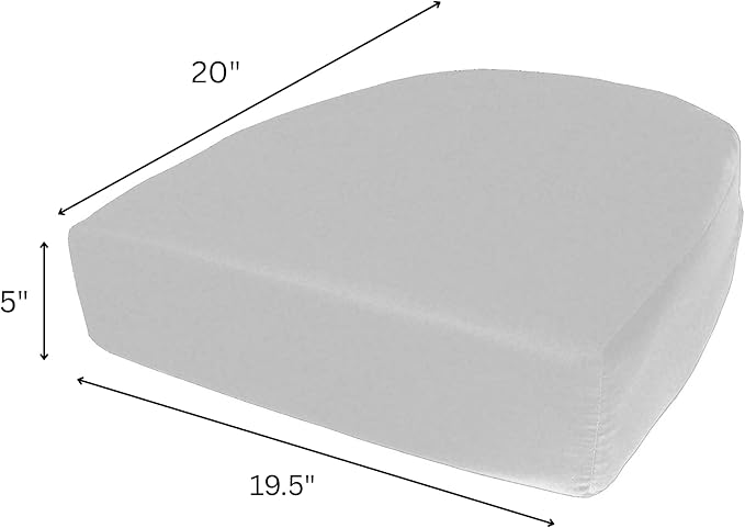 Cushion Source Rounded Back Seat Cushion, 19.5" x 20" x 5" deep Indoor and Outdoor Durable seat Cushion Made with Fade Resistant Sunbrella Fabric, Hidden Zipper, Sunbrella Aruba
