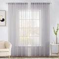 MIULEE 2 Panels Gray Solid Color Sheer Window Curtains Elegant Window Voile Panels/Drapes/Treatment for Bedroom Living Room (54X84 Inches)
