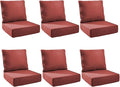 Outdoor Cushion Set for Furniture Patio Furniture, UV Resistant, Water Resistant - 6 Inch Thick Foam Garden Cushions– 22x24 Inch Patio Seat Covers for Chair/Sofa/Couch | Red | 6-Pack |