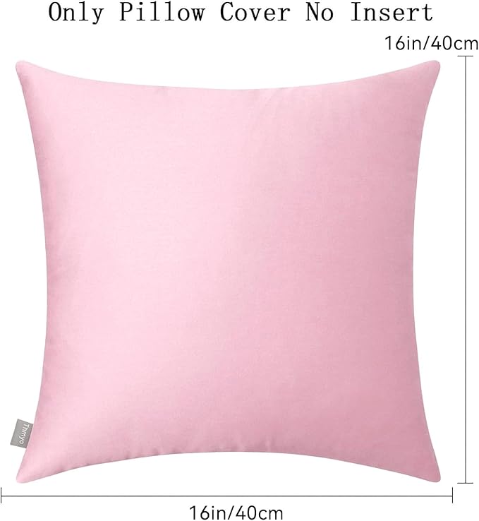Thmyo 4-Pack 100% Cotton Comfortable Solid Decorative Throw Pillow Case Square Cushion Cover Pillowcases Sublimation Blank DIY Pillow Covers for Sofa(Only Covers, No Pillows)(16x16 inch/40x40cm,Pink)