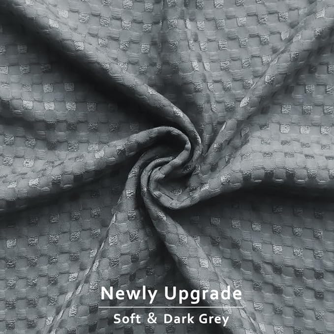 MIYE Pleated Waffle Weave Bed Skirt, Tailored Dust Ruffle 18 Inch Drop Easy Fit, Machine Washable (Dark Grey, Queen - 18" Drop)