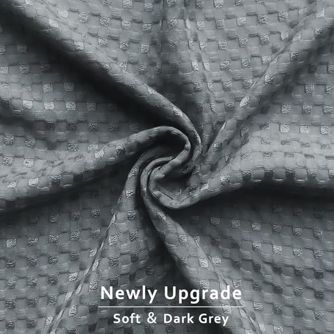 MIYE Pleated Waffle Weave Bed Skirt, Tailored Dust Ruffle 12 Inch Drop Easy Fit, Machine Washable (Dark Grey, Full - 12" Drop)