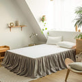 BISELINA French Linen Bed Skirt with Pleated Frills 18-Inch Tailored Drop Natural Flax Cotton Blend Dust Ruffle Soft Cozy Farmhouse Bedding (18" Queen, Ruffle Grey)