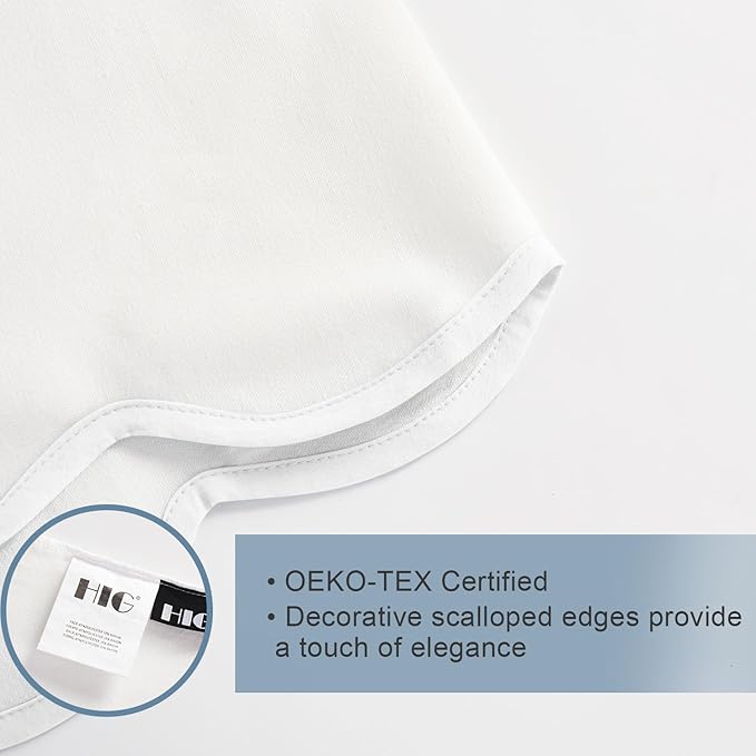 HIG Off-White Chic Full Bed Skirt - Easy Fit Scallop Edge Pleated Bedskirts, 14 Inch Drop Anti-Slip Dust Ruffle, Thick Fabric for Enhanced Privacy, Pre-Washed for Long-Lasting Use(N60022)