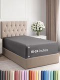 Extra Deep Twin Fitted Sheet - Hotel Luxury Single Fitted Sheet Only - Easily Fits 18 inch to 24 inch Mattress - Ultra Soft, Wrinkle & Fade Free w/Extra Deep Pockets - Breathable & Comfy - Dark Grey
