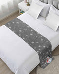 Christmas Snowman Winter Snowflakes Bed Runners for Bedroom Hotel,Decorative Bedding Scarf Gray White Bed End Blanket Bedding Runner Scarves for King Size Bed,102x20in