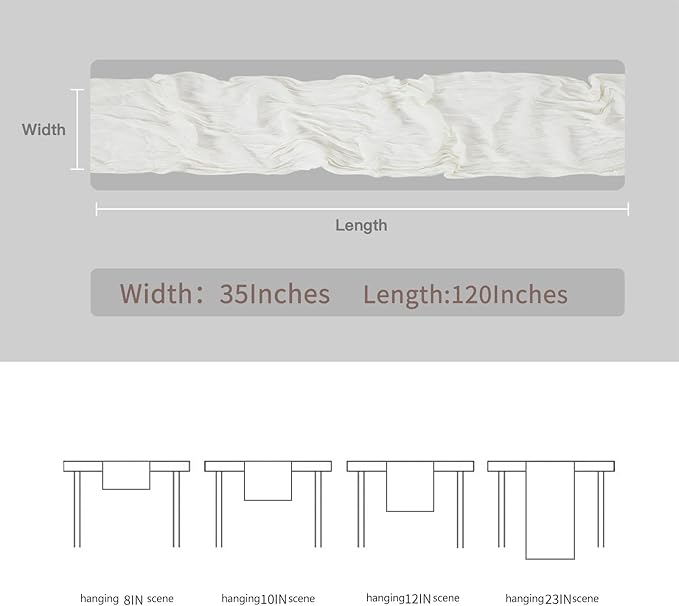 BALCONY & FALCON 2 Pack White Cheesecloth Table Runner 10FT 120 Inch Rustic & Boho Farmhouse Gauze Cheese Cloth Runners for Wedding Fall Thanksgiving Christmas Party Baby Shower Birthday Decor