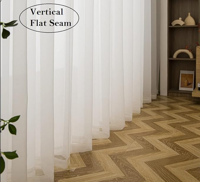 PI Ivory Sheer Curtains Panels 84 inch Length,Grommet Top Hazy Light Filtering Window Draperies for Livng Room/Bedroom 2 Panels (W52XL84, Ivory)