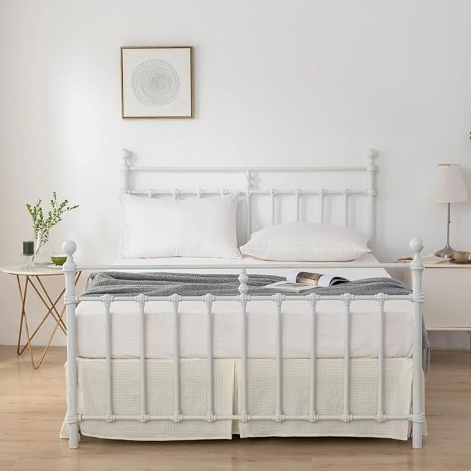 Twin Bed Skirt - Twin Size Bed Skirts 16 Inch Drop with Split Corners, Ivory Pleated Waffle Weave Bed Skirt, Tailored Dust Easy Fit, Machine Washable (16" Twin)