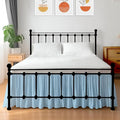 Shreem Linen Ruffled Bed Skirt with Split Corners, Gathered Style, 100% Microfiber, 21-Inch Drop, Dust Ruffle Bedskirt with Platform, Twin, Light Blue