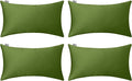 Thmyo 4-Pack 100% Cotton Lumbar Comfortable Solid Decorative Throw Pillow Case, Rectangle Cushion Cover Pillowcase Sublimation Blank Pillow Covers DIY Throw Pillowcase(12x20inch/30x50cm, Olive Green)