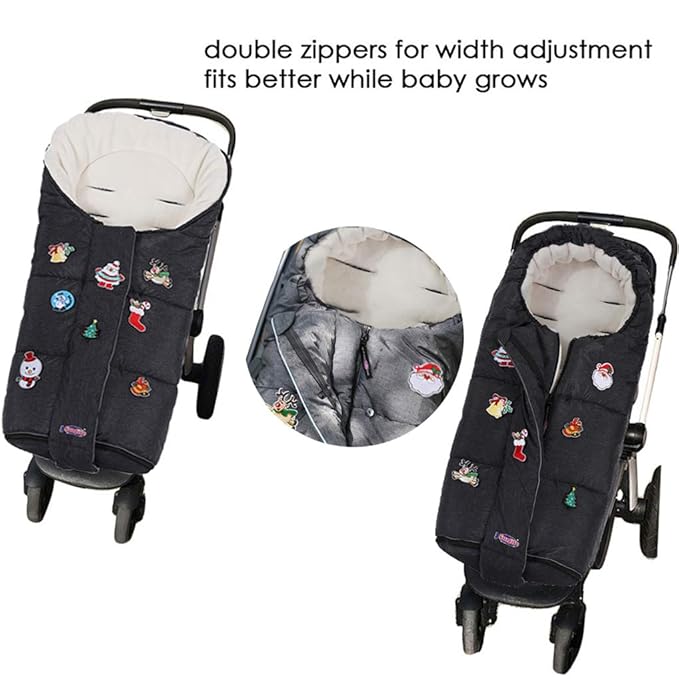 Christmas DIY Play Fun Waterproof Winter Stroller Bunting Bag Toddler,Width Adjustable, Anti-Dirt,Foot Area Open, Hoodie, All Features Needed for Baby Stroller Footmuff