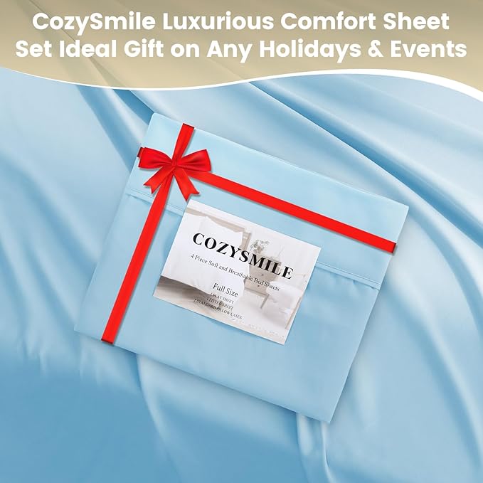 Silky Soft Twin XL Sheet Set - Luxury 3 Piece Breathable Cooling Microfiber Sheets, 16" Deep Pocket Easy Care Wrinkle Free Bedding Sheet and Pillowcase Set, Skye Blue