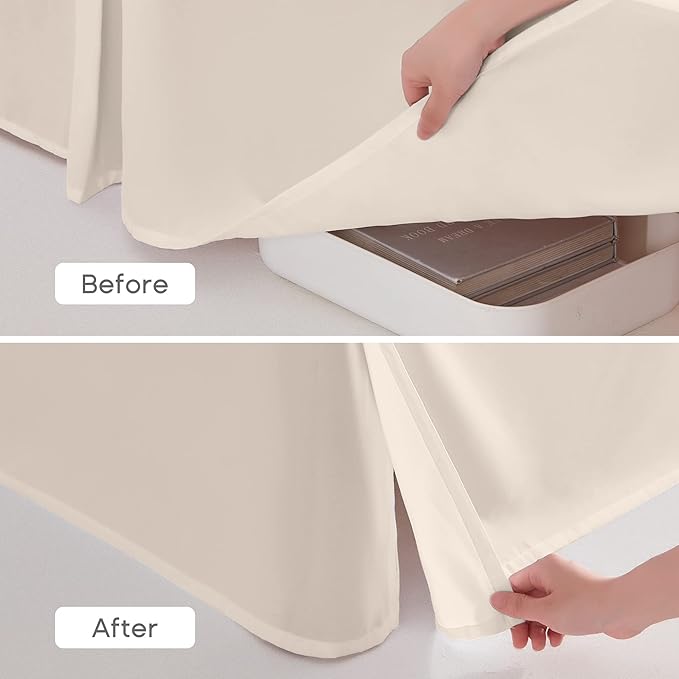 SONIVE Twin Bed Skirt,15" Drop Pleated Dust Ruffle,Classic Tailored Easy Fit Brushed Microfiber Skirts Hotel Quality Shrinkage & Fade Resistant Beige