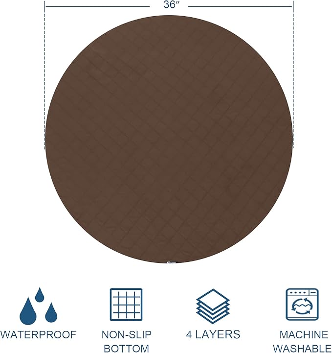 Washable Waterproof Reusable Pee Pads for Dogs, 36" Round Training Pads, Grey & Chocolate
