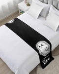 Halloween Cute Ghost Boo Bed Runners for Bedroom Hotel,Decorative Bedding Scarf Black and White Bed End Blanket Bedding Runner Scarves for King Size Bed,102x20in