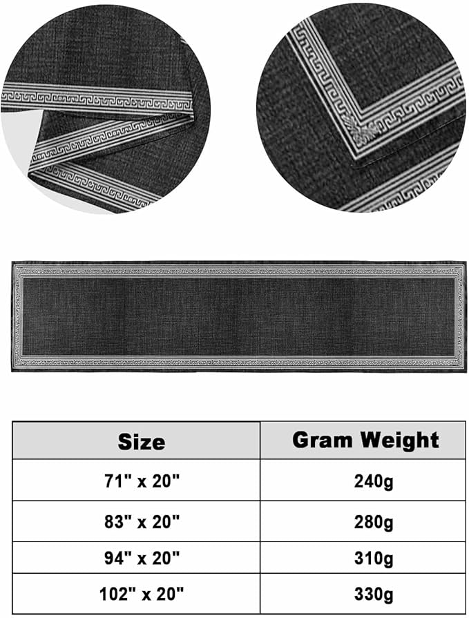 Greece Key Design Black White Bed Runners for Bedroom Hotel,Decorative Bedding Scarf Vintage Burlap Linen Bed End Blanket Bedding Runner Scarves for King Size Bed,102x20in