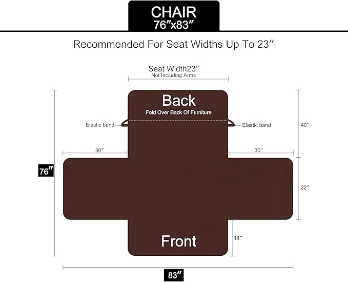 U-NICE HOME Recliner Chair Covers Reversible Chair Cover Pet Covers for Dogs with Elastic Straps Water Resistant Diamond Quilted (23''Recliner Small, Brown/Brown)