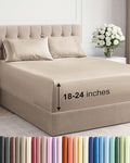 Extra Deep Pocket King Sheets - 4 Piece Breathable & Cooling Bed Sheets - Hotel Luxury Bed Sheet Set - Soft, Wrinkle Free & Comfy - Easily Fits Extra Deep Mattresses - Deep Pocket Wheat Sheets Set