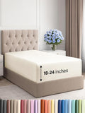 Extra Deep Twin XL Fitted Sheet - Hotel Luxury Single Fitted Sheet Only - Easily Fits 18 inch to 24 inch Mattress - Ultra Soft, Wrinkle Free with Extra Deep Pockets - Breathable & Comfy - Off White