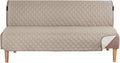 H.VERSAILTEX Reversible Futon Cover Water Repellent Armless Sofa Slipcover Washable Furniture Protector with Adjustable Elastic Strap Anti-Slip Futon Bed Cover for Dogs 70" Width Seat(Khaki/Beige)