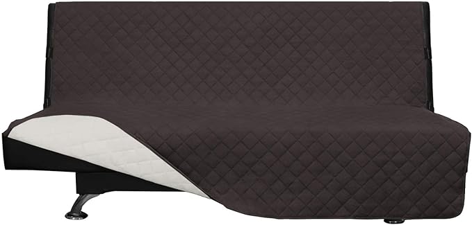 Easy-Going Futon Slipcover Reversible Sofa Cover Armless Couch Cover Water Resistant for Pets, Kids, Children, Dog, Cat (Chocolate/Ivory)