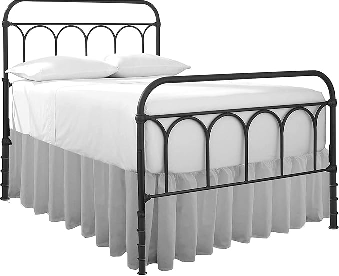 Cottingon Ruffled Bed Skirt with Split Corners-Dust Ruffle - 16" Drop 100% Microfiber Soft,Sheen & Luxurious Look - Bed Skirts (Light Grey -King)