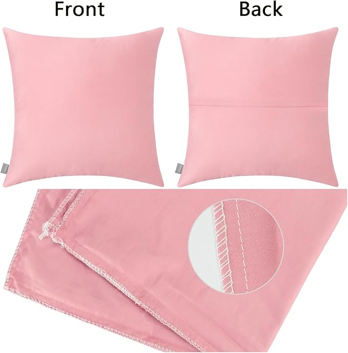 4-Pack 100% Cotton Comfortable Solid Decorative Throw Pillow Case,Thmyo Square Cushion Cover Pillowcase Sublimation Blank Pillow Covers DIY Throw Pillowcase for Couch Sofa(18x18 inch/ 45x45cm,Pink 2)