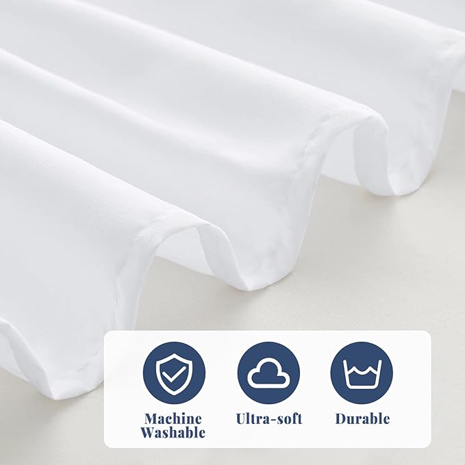 Queen Bed Skirt, Elastic Wrap Around Bed Skirt Queen Size, Bed Skirts for Adjustable Bed, Easy Fit with 18" Drop Length Tailored Drop Dust Ruffle (White)