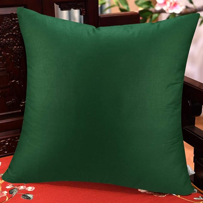 Thmyo 4-Pack 100% Cotton Comfortable Solid Decorative Throw Pillow Case Square Cushion Cover Sublimation Blank Pillow Covers DIY Throw Pillowcase for Sofa Couch(24x24 inch/ 60x60cm,Christmas Green)