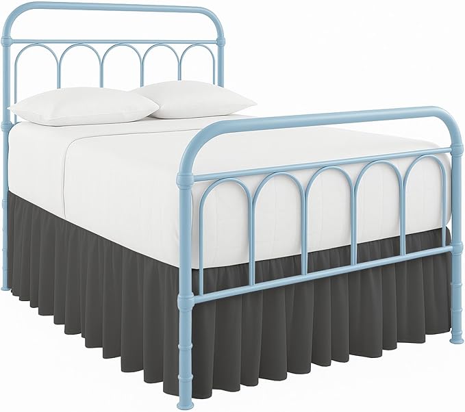 Cottingon Bed Skirt Twin 22" Drop with Split Corners, 100% Microfiber Soft and Stylish, Dust Ruffle with Platform, Dark Grey