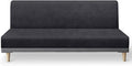 molasofa Leather Like Stretch Futon Slipcover Armless Futon Bed Sofa Cover Furniture Protector with Elastic Bottom, Soft and Washable Futon Cover for Sofa Bed Stay in Place（Medium，Dark Grey）