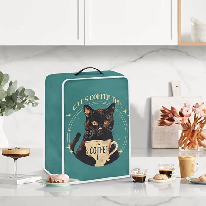 Mumeson Cat Coffee Cup Coffee Maker Cover, Stain & Dust Resistant, Home Kitchen Appliance, Washable, Fit Most Standard Blenders