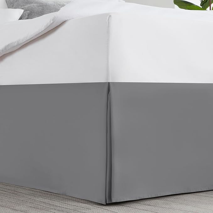 Nestl Grey Full XL Bed Skirt - Full XL Size Bed Skirt 14 Inch Drop - Brushed Microfiber Bed Skirts - Hotel Quality Pleated Bed Skirt - Shrinkage & Fade Resistant