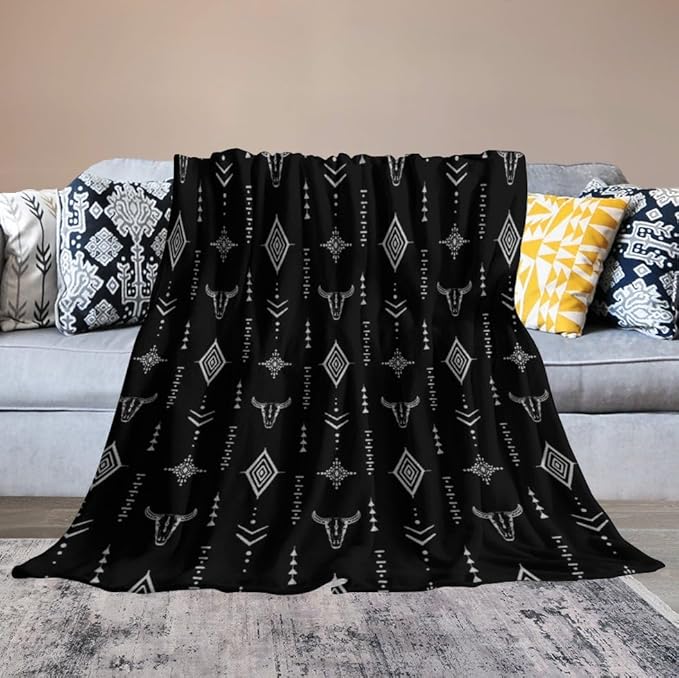 Southwest Blanket, Soft Native Tribal Vintage Abstract Ethnic Pattern Blanket Ethnic Aztec Print Throw Blanket for Couch Sofa 50"x60"