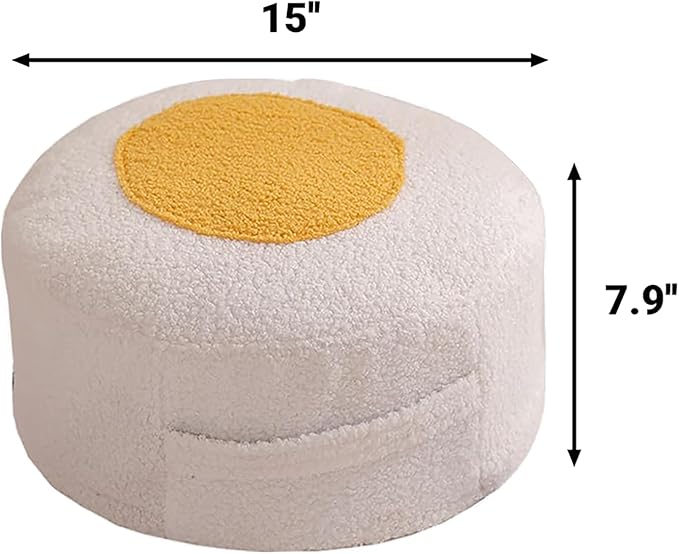Round Pouf Ottoman Foot Rest, Stuffed Floor Pouf Foot Stool with Foam Chunk, Fluffy Storage Ottomans for Living Room Home Decor, Purple